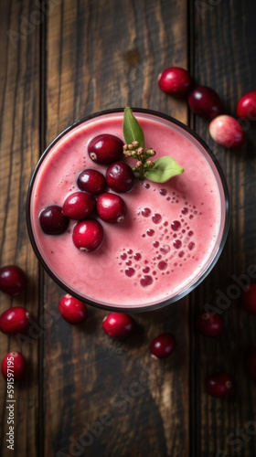 Fresh Cranberry Smoothie on a Rustic Table
