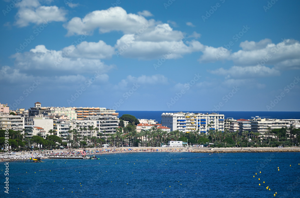Beach in Cannes France cityscape summer season