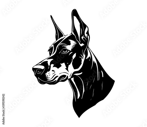 Doberman, Doberman Dog Face SVG, black and white Doberman vector