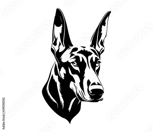 Doberman, Doberman Dog Face SVG, black and white Doberman vector