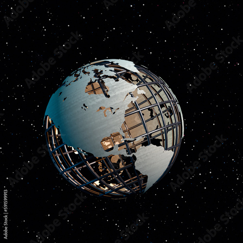 Wire Globe in Starry Sky North America photo