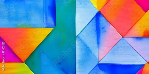 Modern abstract geometric shapes pattern design in brilliant colors in futuristic style 