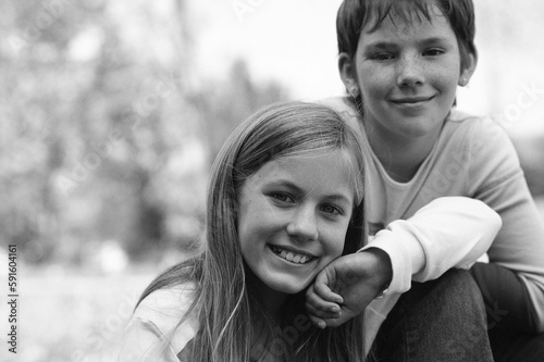 Portrait of Two Girls Outdoors photo