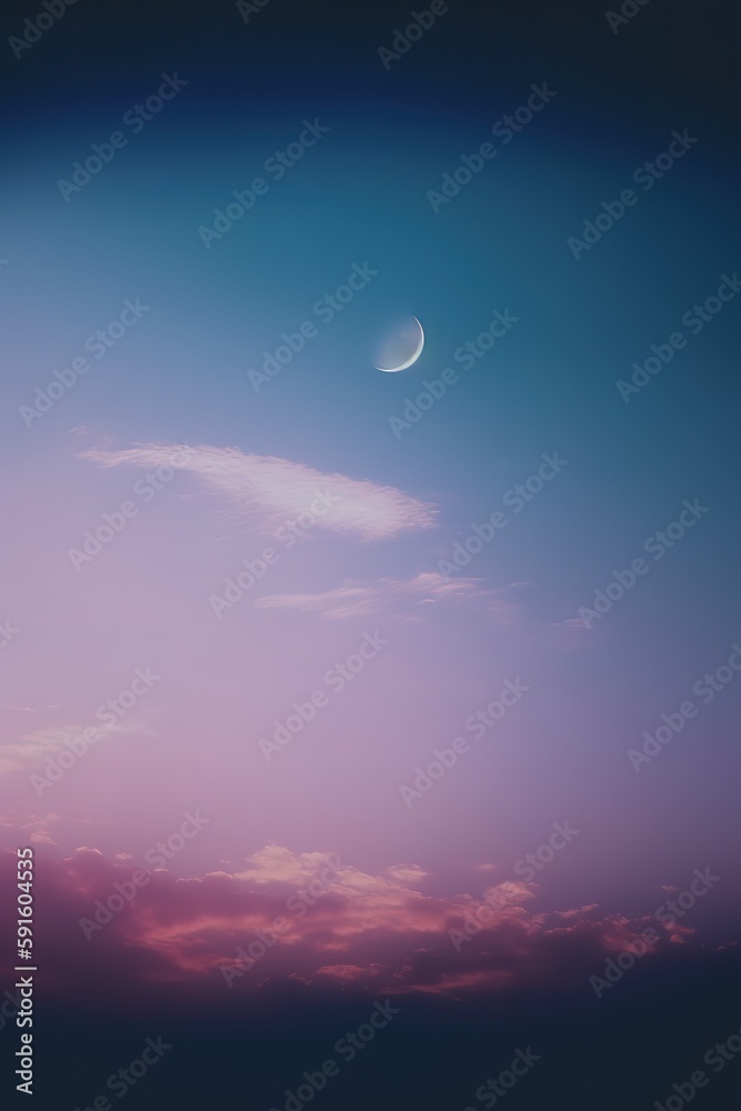 the moon shines over the treetops in a pink sky the moon shines over the treetops in a pink sky