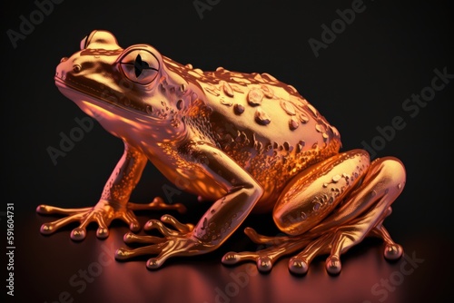 Rose golden frog isolated on black background. created with generative ai
