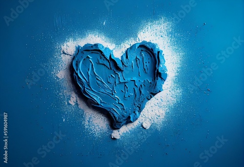 A blue background with a heart made out of paint, perfect for a love poster or Valentine's Day wallpaper. Generative AI