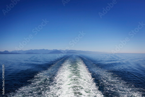 Boat Wake, Georgia Strait, Pacific Ocean, Vancouver Island, British Columbia, Canada photo