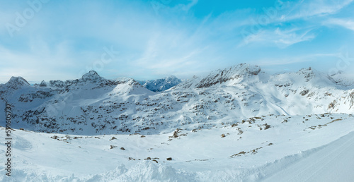 Morning winter ski resort Molltaler Gletscher (Austria). © wildman