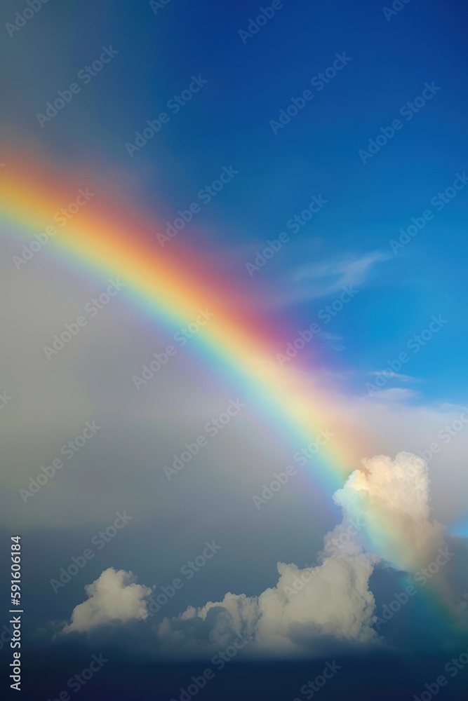 a rainbow with clouds in the sky