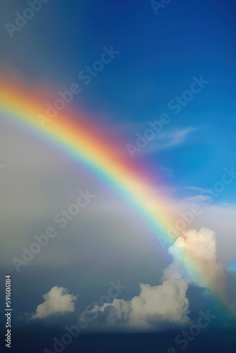 a rainbow with clouds in the sky