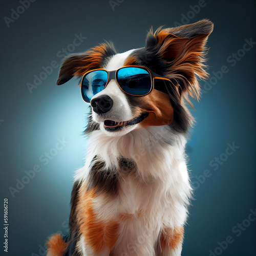 portrait of a dog in sunglasses © Dmytro Titov