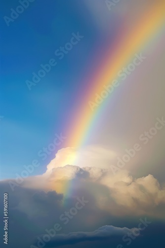 rainbow over stormy sky with clouds