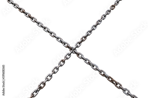 3d image of metallic chains in cross shape