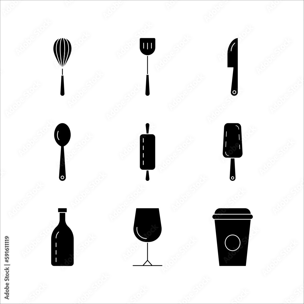 Gastronomy Craft Vector Line Icons Simple Set on white background Gastronomy Craft Vector Line Icons Simple Set on white background