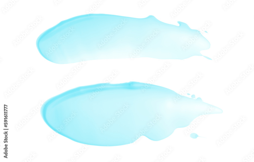 Abstract acrylic blue color smear brush stroke. Isolated on white background.