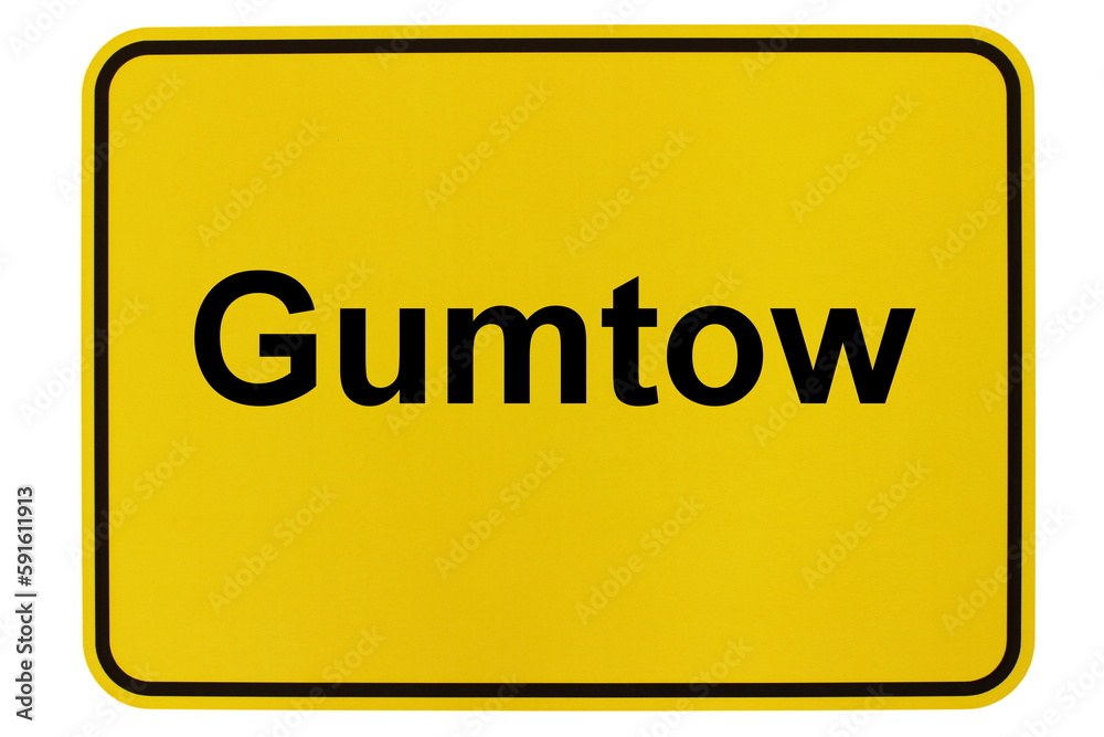 Illustration eines Ortsschildes der Gemeinde Gumtow in Brandenburg Illustration eines Ortsschildes der Gemeinde Gumtow in Brandenburg
