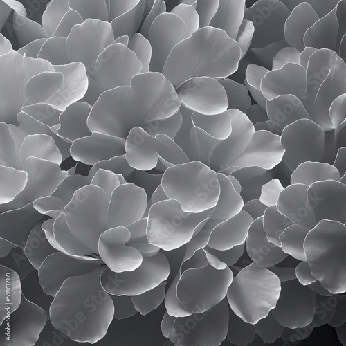 Delicate close up flowers, desaturated. Generated AI.