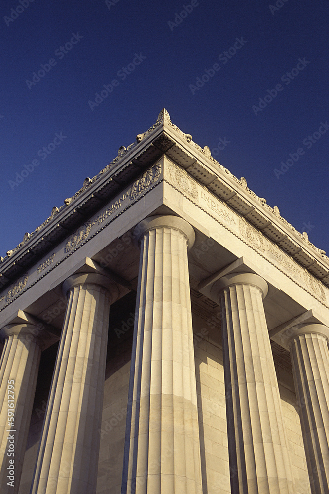 Looking Up at Columns at The Lincoln Memorial, Washington, D.C., USA