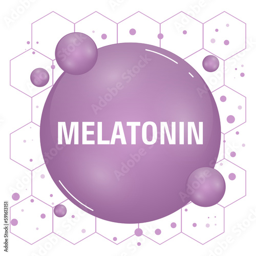Melatonin hormone molecule. Plays a role in circadian rhythm synchronization. Vector illustration
