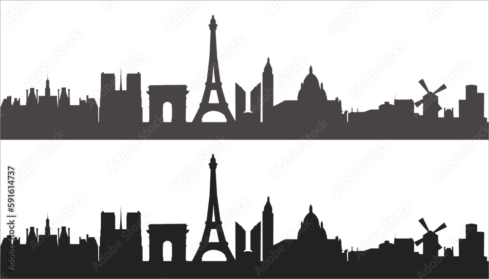city skyline with landmarks