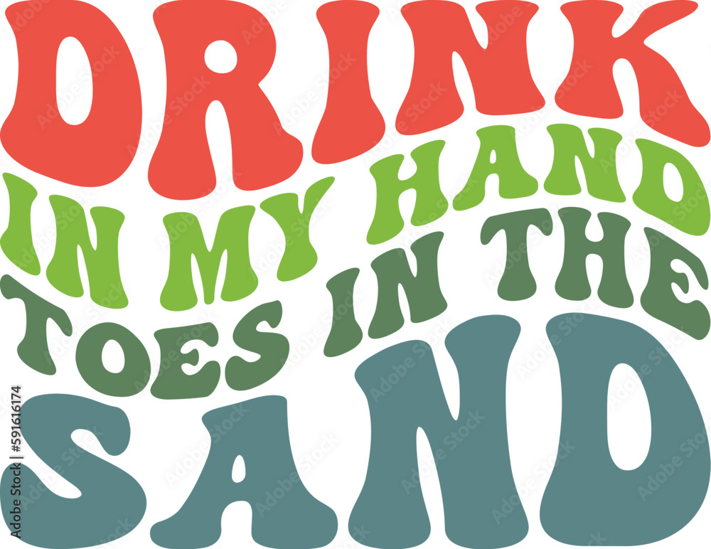 Drink In My Hand Toes In The Sand Retro SVG, Summer Season SVG, Summer Shirt SVG, Summer Sayings, Summer Quotes SVG