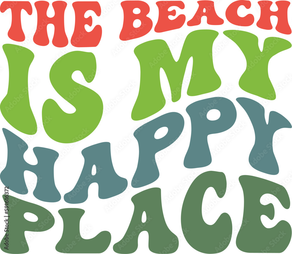 The Beach Is My Happy Place Retro SVG, Summer Season SVG, Summer Shirt SVG, Summer Sayings, Summer Quotes SVG