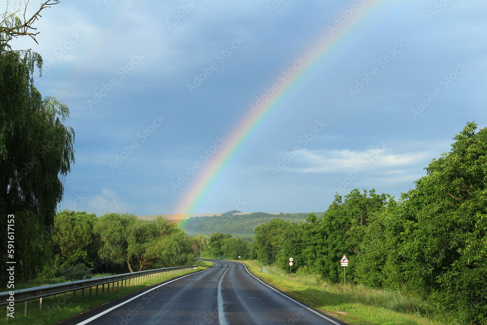 rainbow on the road