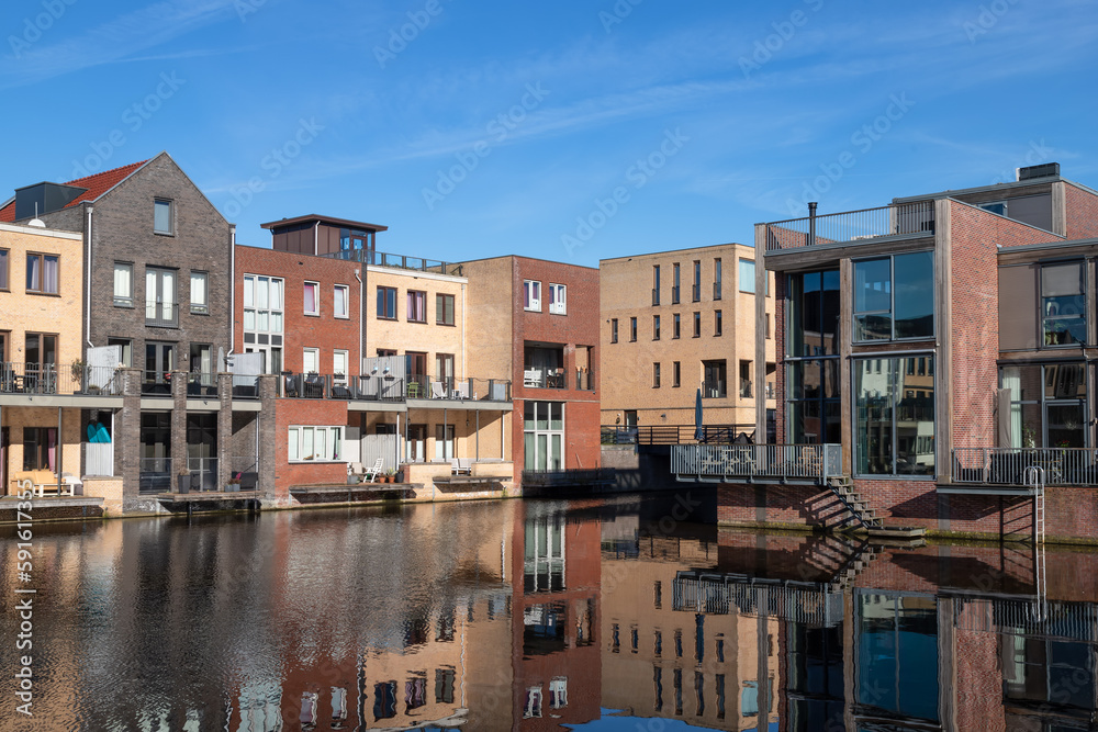 New modern residential buildings in the Vathorst district in Amersfoort.