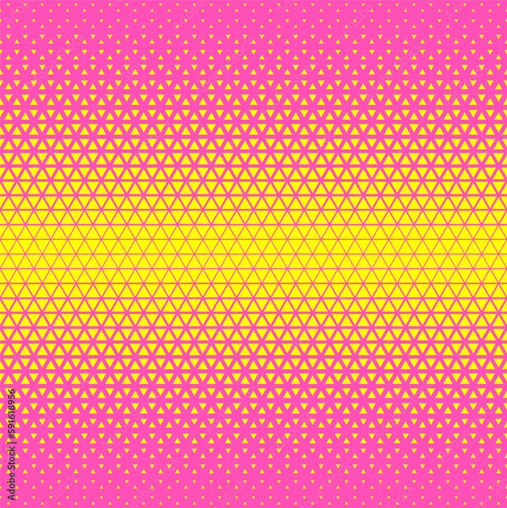 Yellow pink halftone triangles pattern. Abstract geometric gradient background. Vector illustration. Yellow pink halftone triangles pattern. Abstract geometric gradient background. Vector illustration.