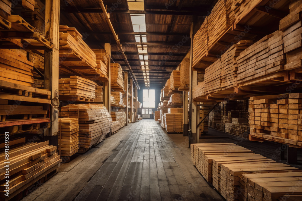 Wood warehouse, Generative AI