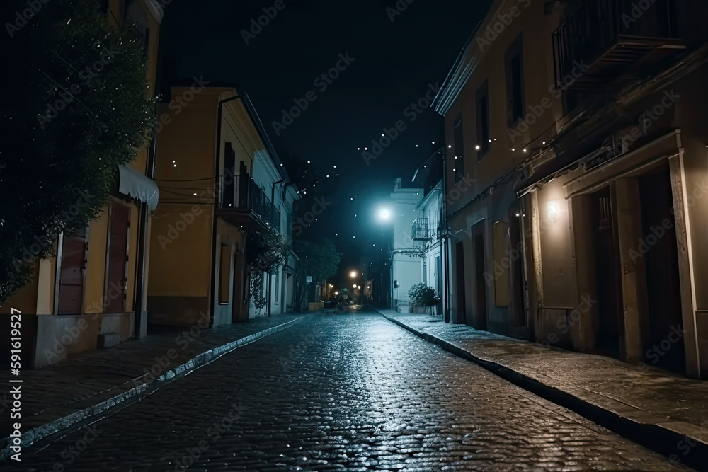 street in the night created with Generative AI technology street in the night created with Generative AI technology