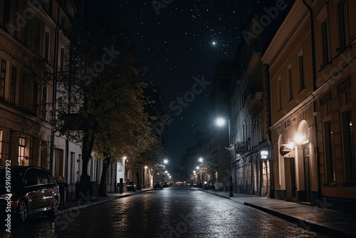 street in the night created with Generative AI technology