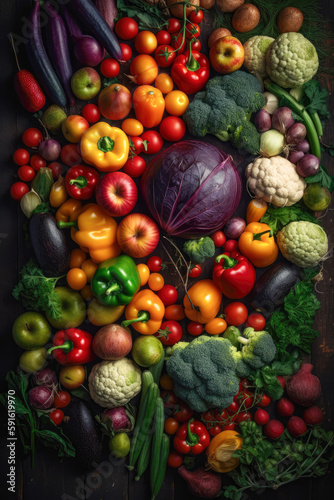 a lot of fresh vegetables  vegan food  peppers  eggplants  tomatoes  carots  multivegetable amazing background  panoramic