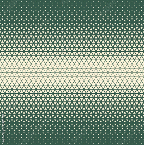 Beige khaki green halftone triangles pattern. Abstract geometric gradient background. Vector illustration.