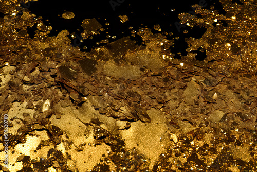 Gold glittered dusty paper background. pattern, texture. Generative AI.