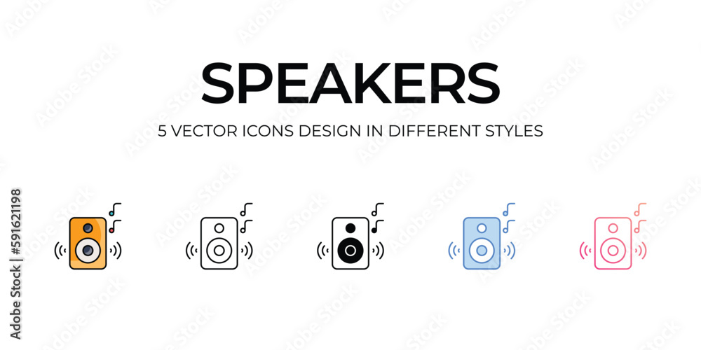 Speakers Icon Design in Five style with Editable Stroke. Line, Solid, Flat Line, Duo Tone Color, and Color Gradient Line. Suitable for Web Page, Mobile App, UI, UX and GUI design. Speakers Icon Design in Five style with Editable Stroke. Line, Solid, Flat Line, Duo Tone Color, and Color Gradient Line. Suitable for Web Page, Mobile App, UI, UX and GUI design.