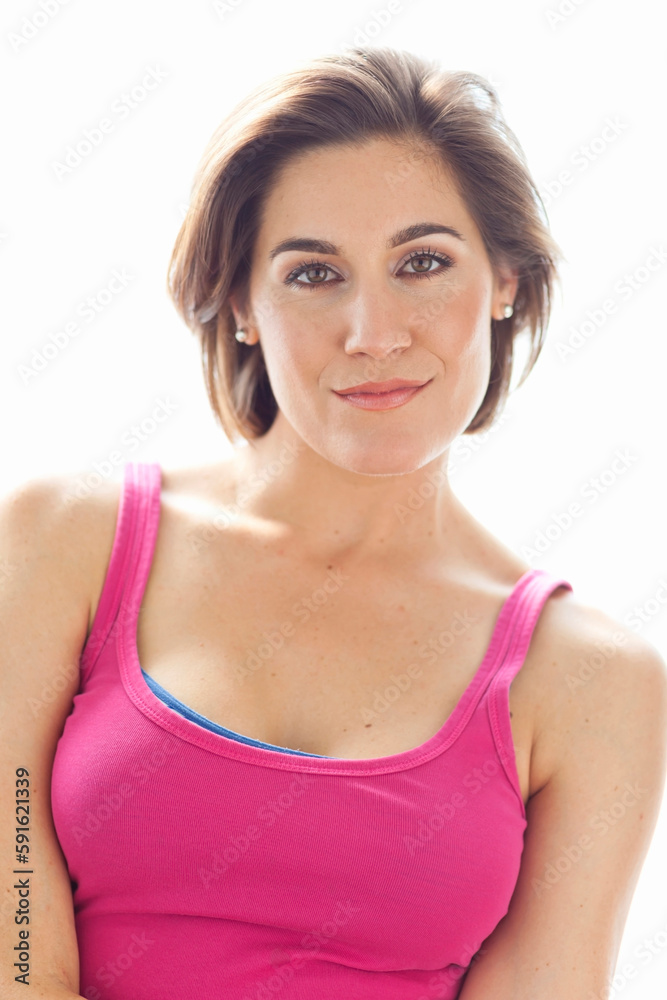 Portrait of Young Woman wearing Tank Top in Studio Portrait of Young Woman wearing Tank Top in Studio