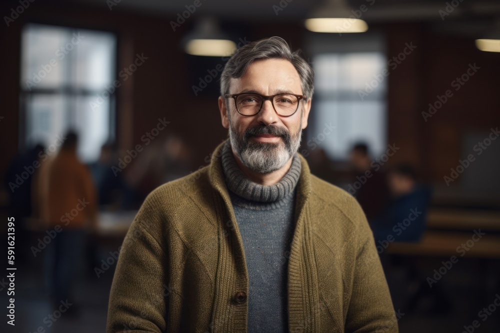 Portrait of handsome mature man with eyeglasses in the office