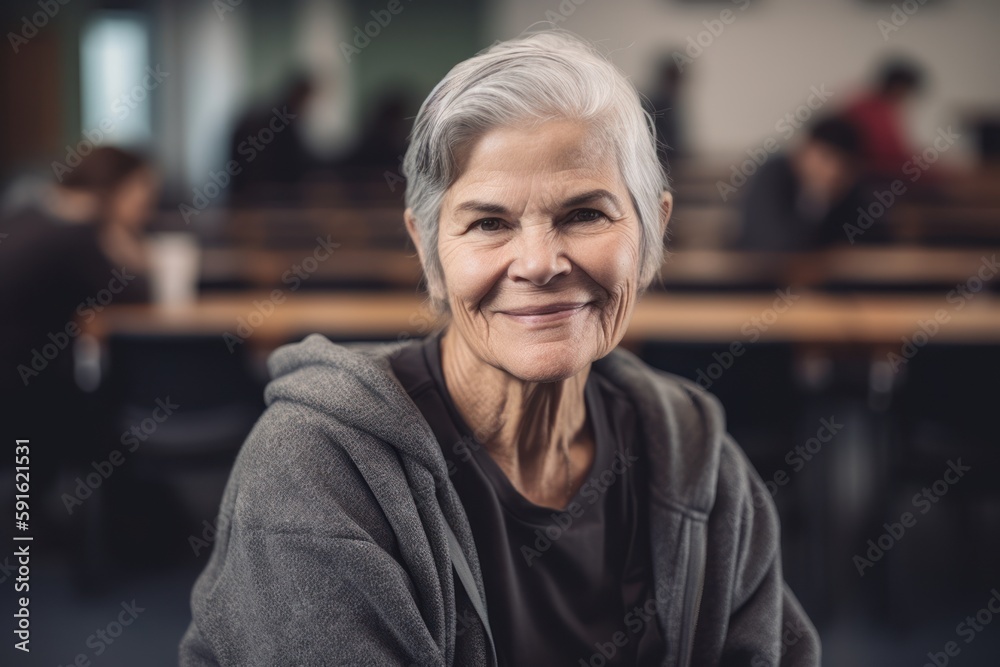 Portrait of smiling senior woman sitting in church during christian feast Portrait of smiling senior woman sitting in church during christian feast