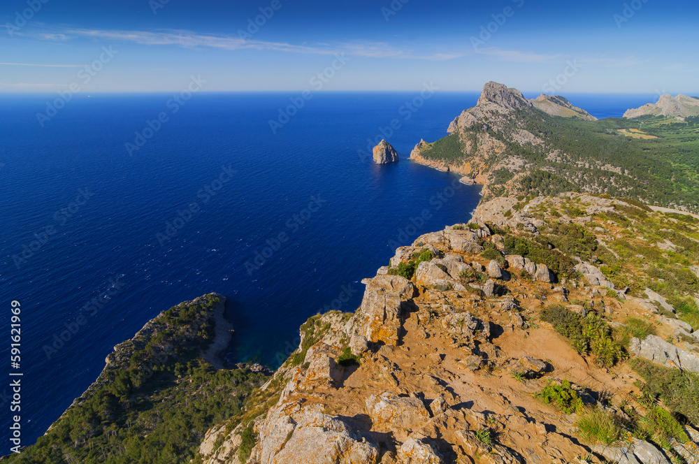 cliffs in the coastline of Mallorca