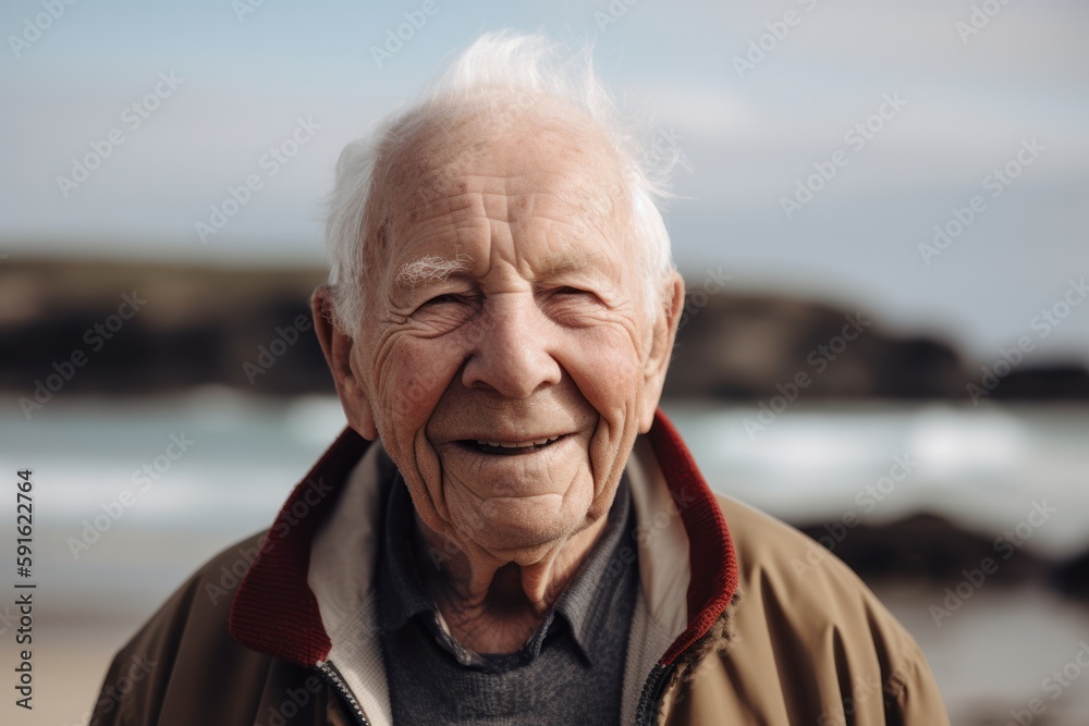 Portrait of a senior man smiling at the beach on a sunny day