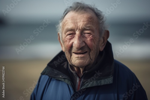 Portrait of a senior man on the beach in wintertime. © Robert MEYNER