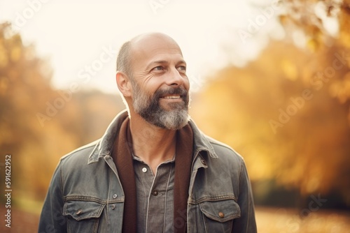Portrait of a smiling middle-aged man in the autumn park © Robert MEYNER