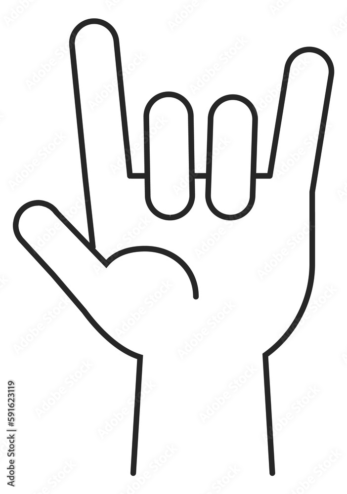 Rock finger gesture line icon. Cool hand sign Rock finger gesture line icon. Cool hand sign