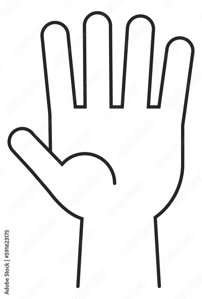 Hand icon. Open palm black line symbol Hand icon. Open palm black line symbol