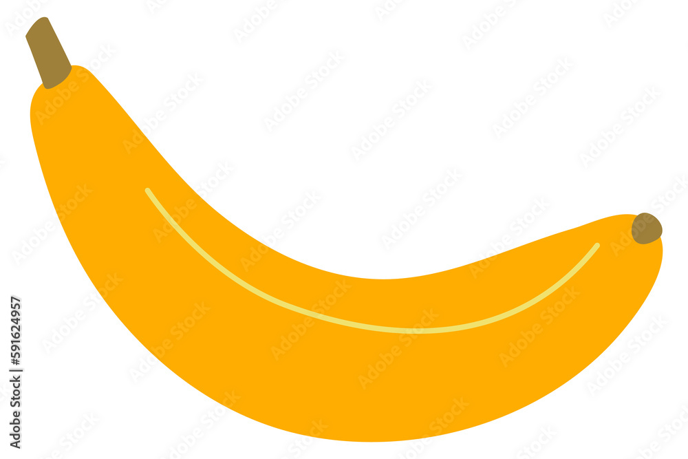 Banana icon. Yellow ripe fruit in hand drawn style