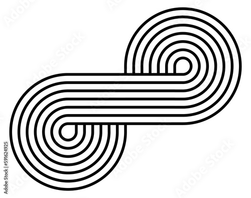 Infinity gometric black line symbol in mid century style