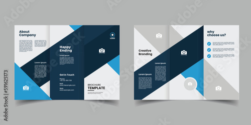 editable a4 blue business trifold brochure template design
