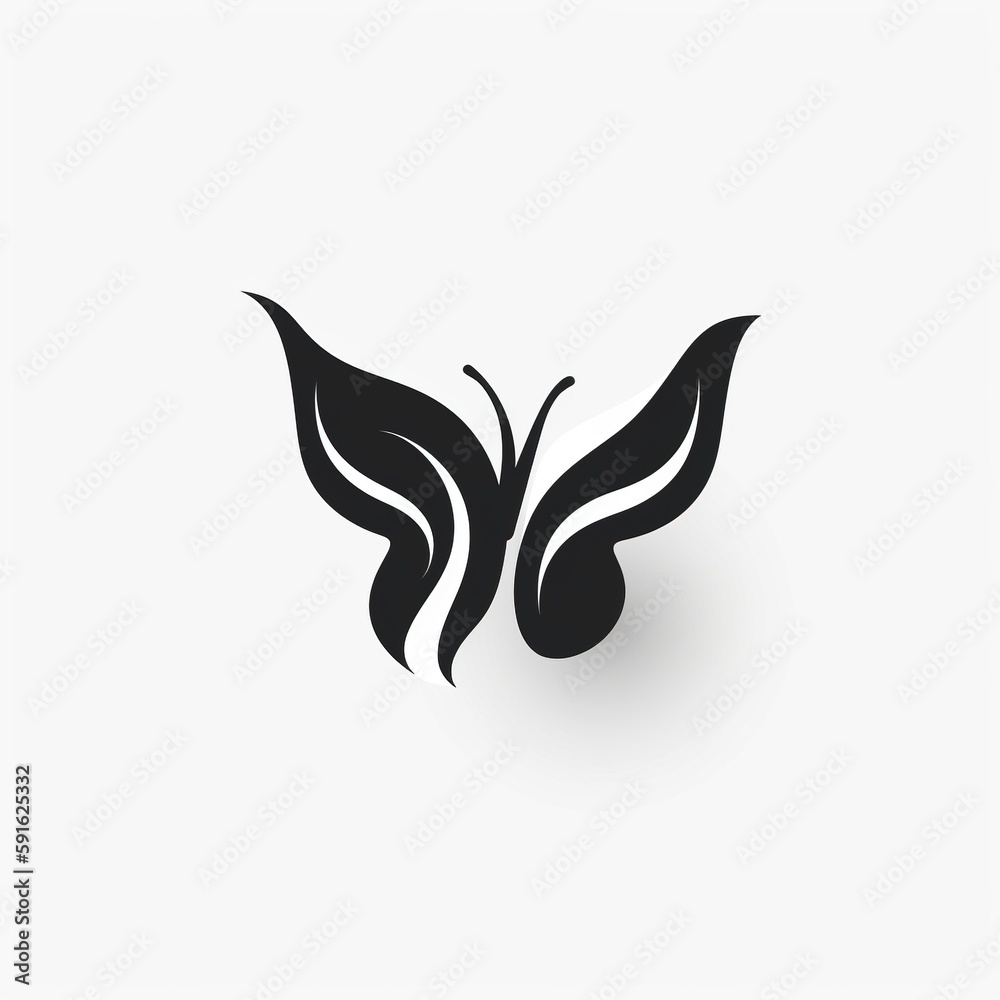 Flying butterfly, simple logo. Generative AI. Flying butterfly, simple logo. Generative AI.