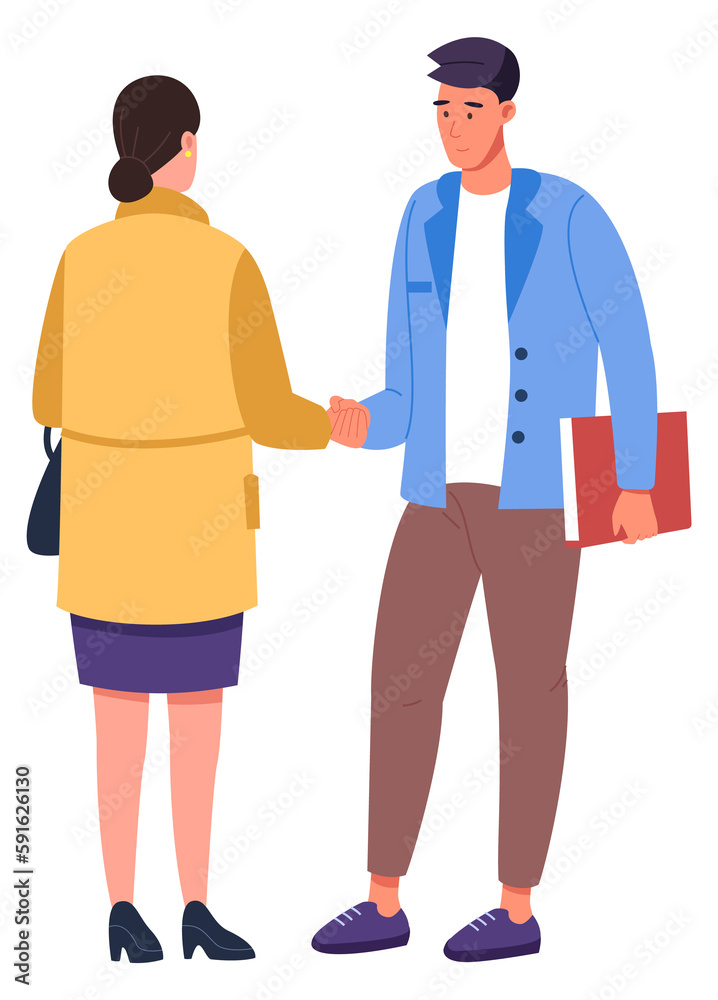 Man and woman shaking hands. Business deal. Work agreement Man and woman shaking hands. Business deal. Work agreement